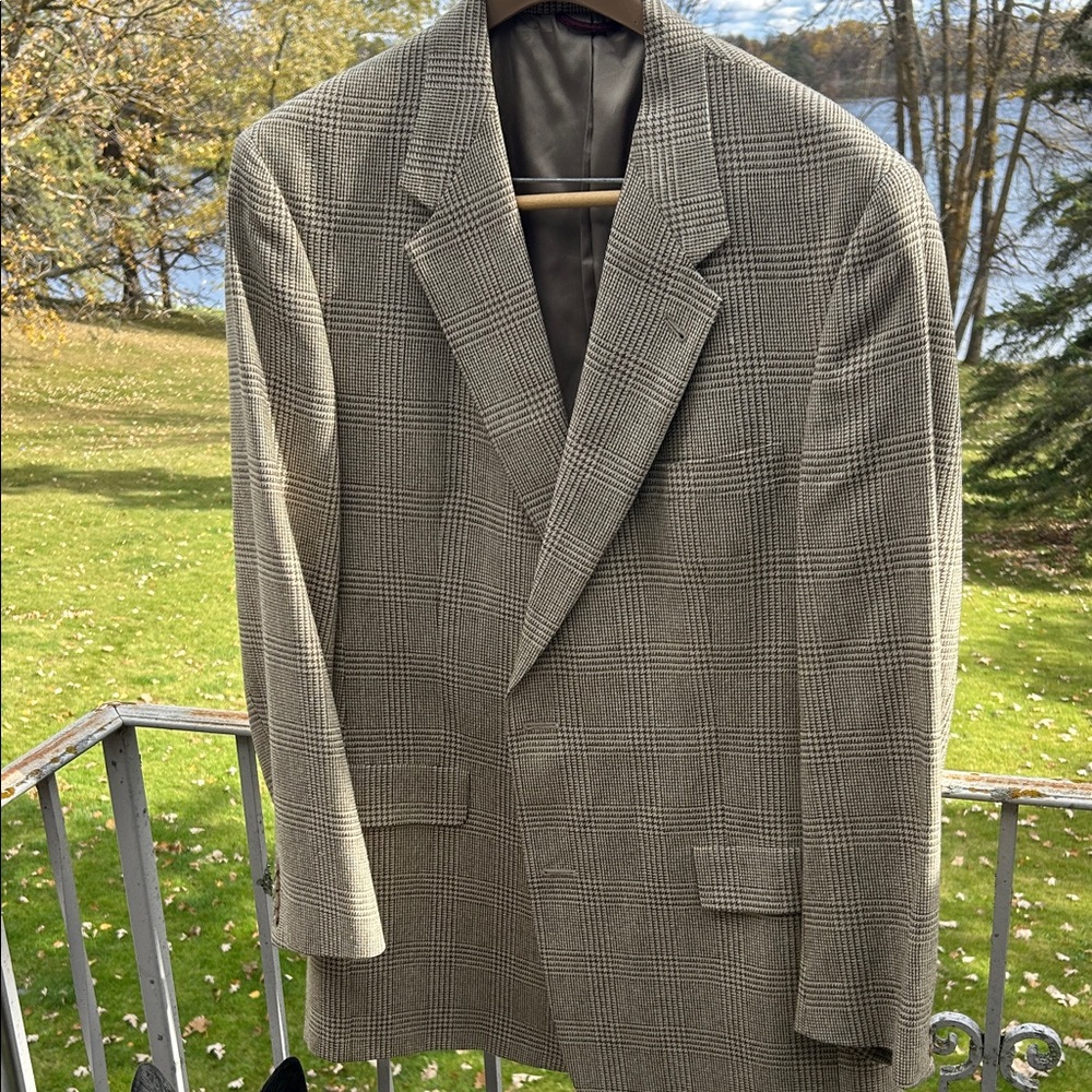 Vintage Dillards Classic Tan Brown Plaid Men's Blazer